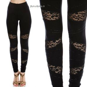 VOCAL leggings pants STONES & MESH ROCKER BIKER HARLEY WESTERN slimming SM-XXL